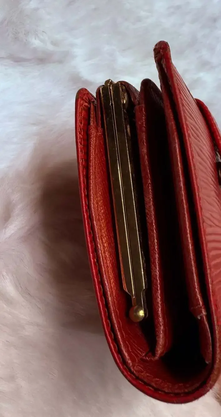 Louis Vuitton Castillan Red Epi Leather French Purse Wallet